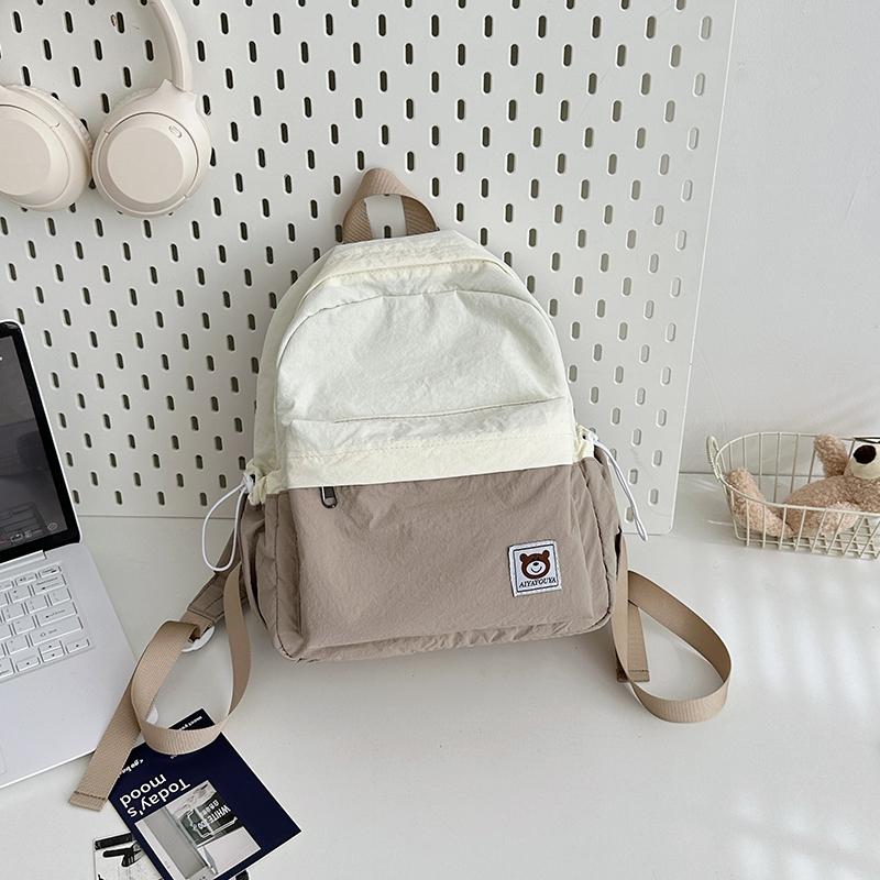 Women Contrast Color Backpack Junior High School Student Travel Small Schoolbag