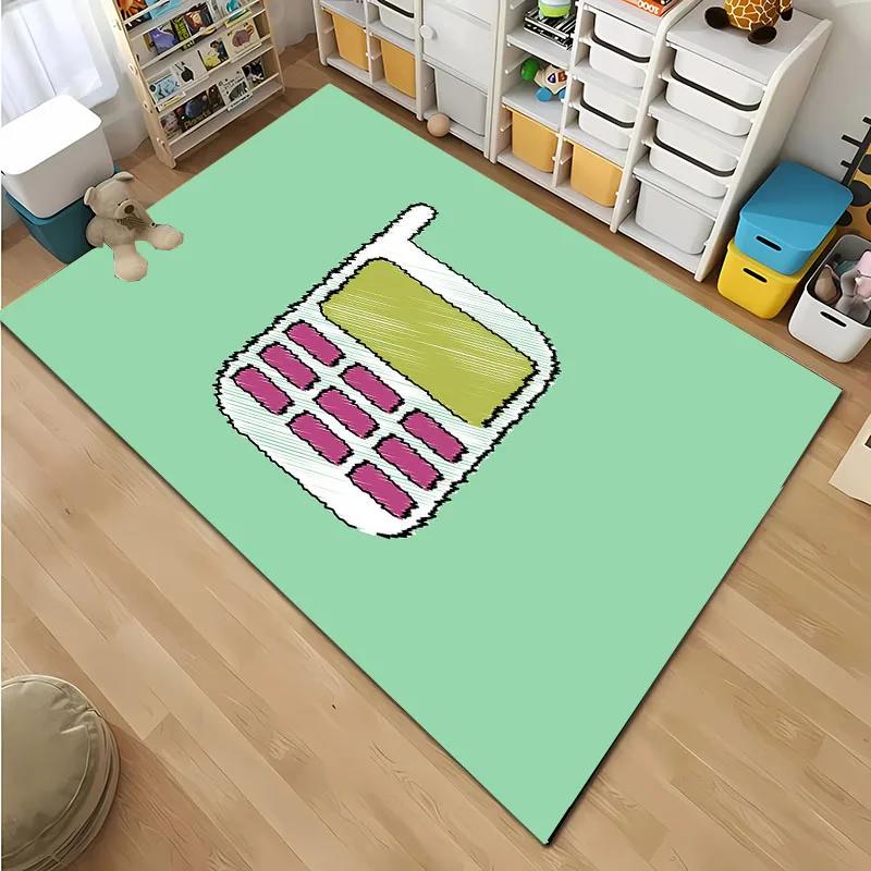 3D HD Printing Retro Phone Carpet for Living Room Cartoon Children's Bedroom Sofa Doormat Floor Tapete Anti-slip Mat Decor Rugs