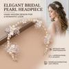 Bridal Rhinestone Leaf Headband Pearl Hairpiece Wedding Accessory
