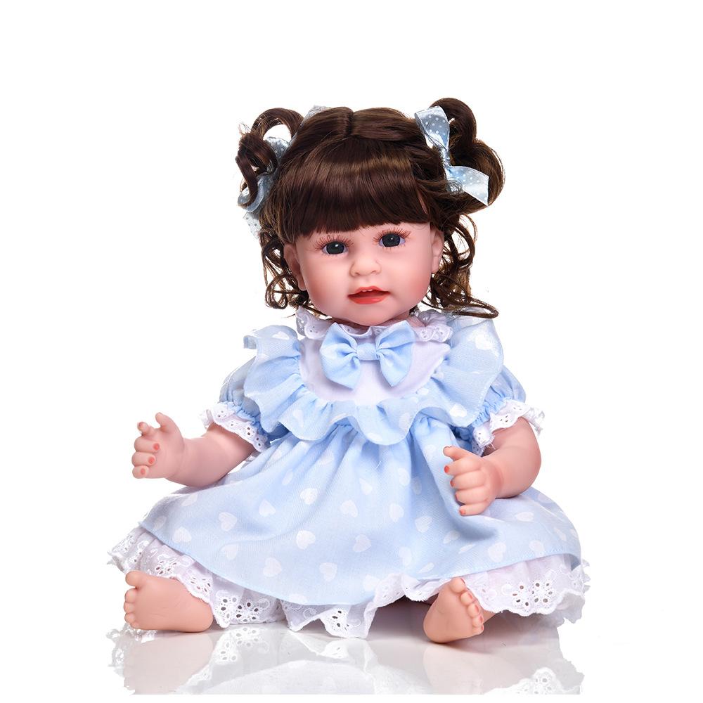 

Кукла Реборн Виниловое Тканевое Тело Платье Симуляция Милая Кукла Кукла Девочка Оптом 48cm синий