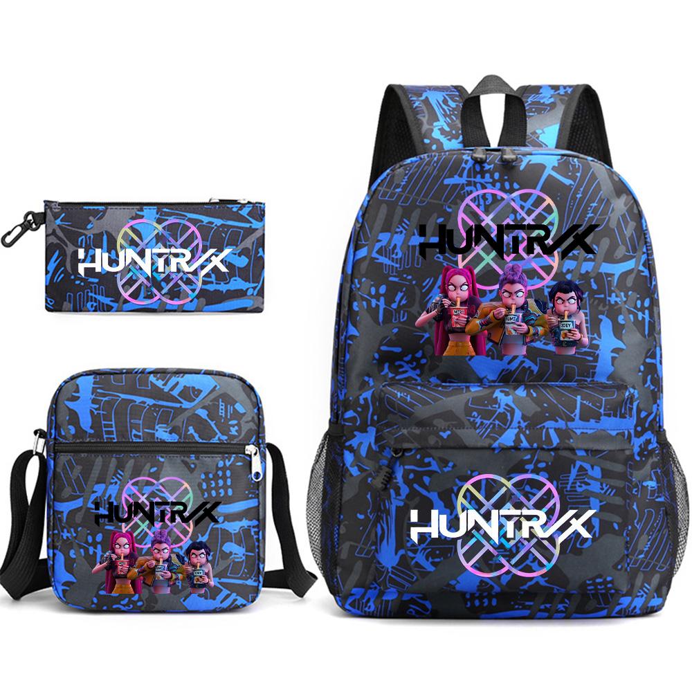 3Pcs/set Anime Printed Backpack with Shoulder Bag Pencil Case for Teenager Student Boy Girl SchoolBag Large Capacity Waterproof Bookbag Kid Gift