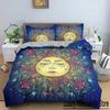 Sonne mit menschlichem Gesicht Bettbezug Bettwäsche-Set 3D-gedruckt Märchenstil Steppdeckenbezug für Schlafzimmer Luxuriöse gemütliche Bettwäsche