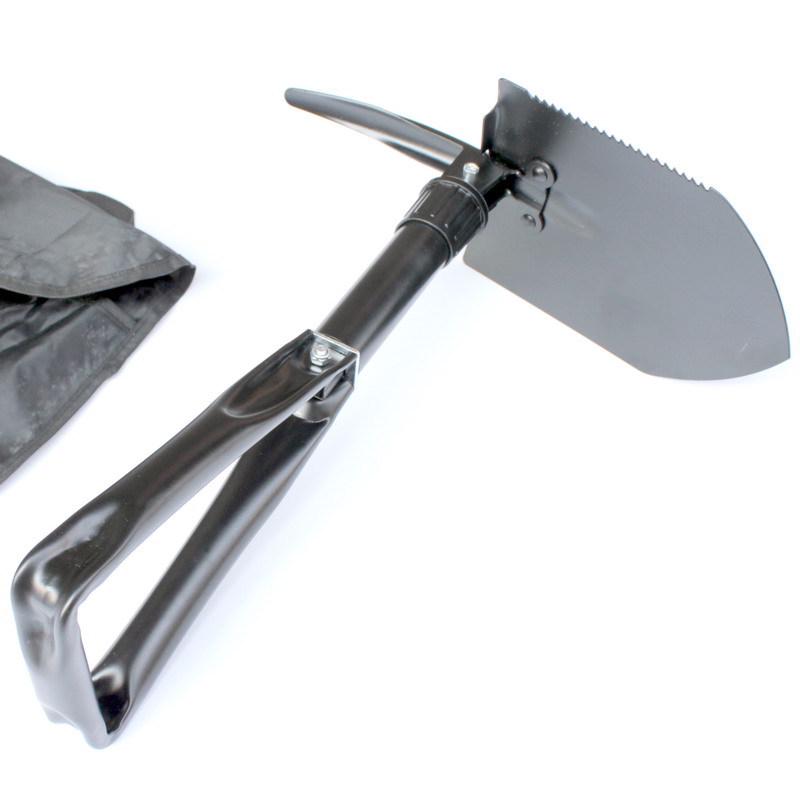 Large Black Folding Military Camping Shovel - Engineer Outdoor Tool