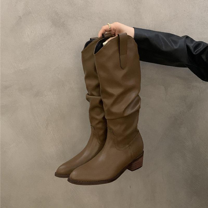 Elegant Vintage Belt Buckle Boots Women's Summer Fashion Maillard Leather Boots Fashion Boots Tide