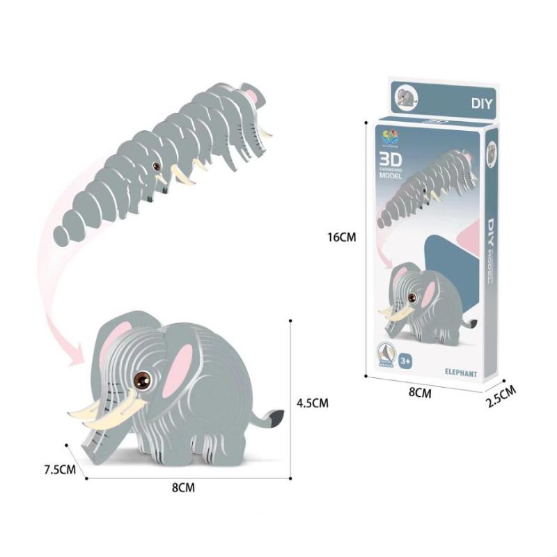 1 Set Kinder Lernspielzeug Montessori Lustiges DIY Manuelle Montage Dreidimensionales Modell Tier 3D Papierpuzzle Spielzeug für Jungen Mädchen