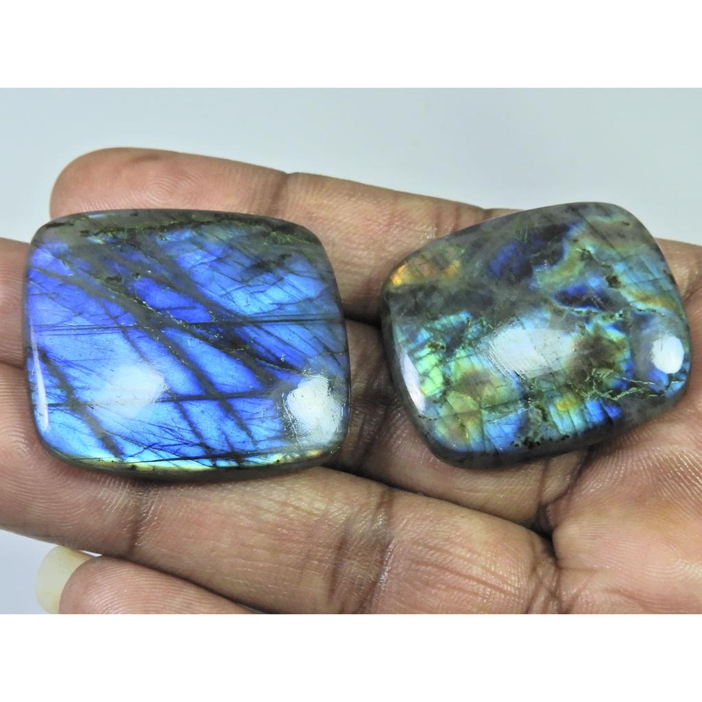28-29 MM Natural Labradorite Multi Octagon Cabochon Loose Gemstone 2 Pcs Lot D-240
