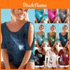 Tricou/Bluză Boho de Vară pentru Femei, cu Umeri Dezgoliți și Pene, cu Imprimeu Elegant și Mânecă Scurtă