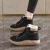 Women's Platform Leather Snow Boots Women's New Winter Velvet Short Boots Sports Warm Cotton Shoes