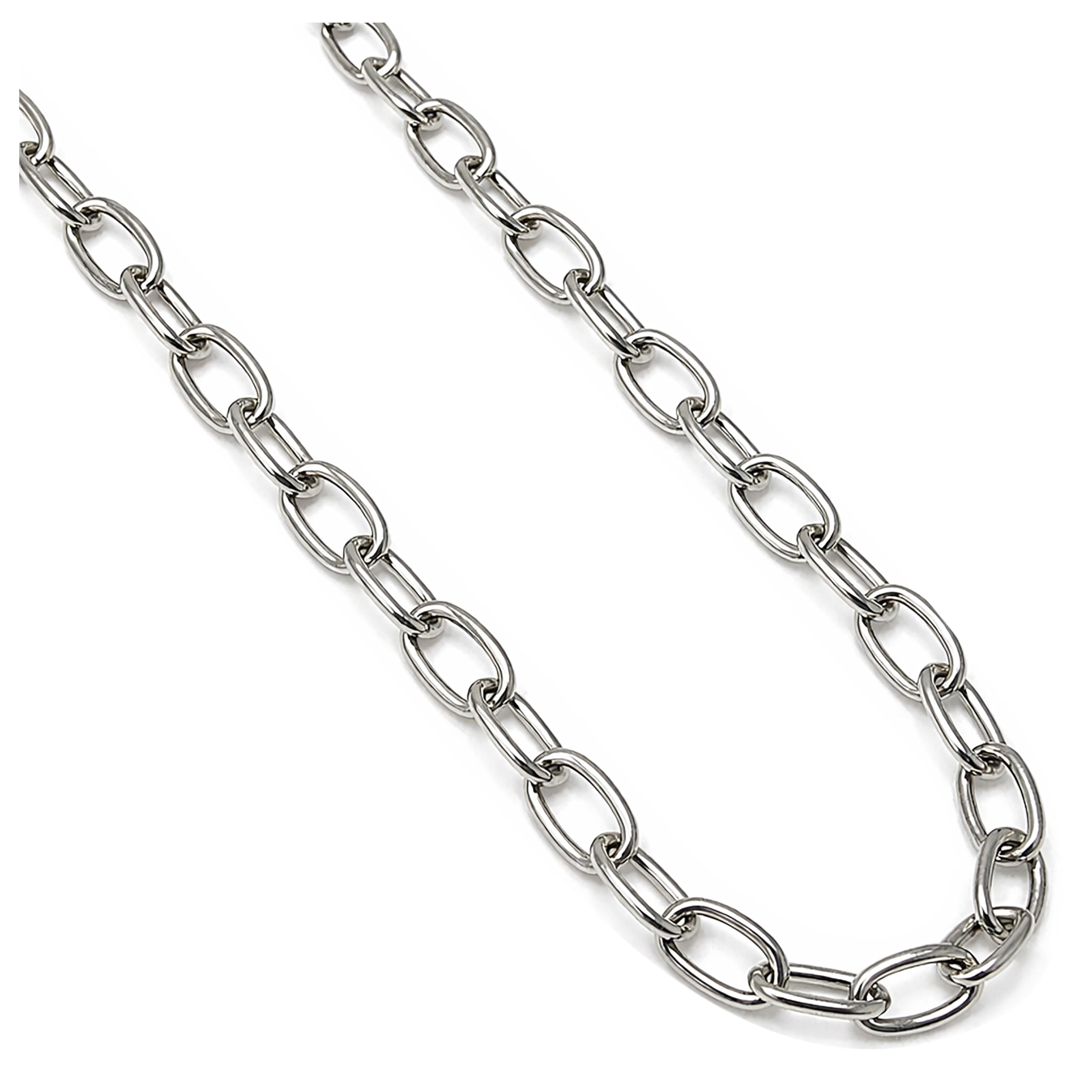 

Овальная цепь 925 пробы, ширина 3,5 мм, длина 45 см-50 см, SILVER925, звенья 3,5 мм x 6,5 мм, более крупные звенья, простое ожерелье, серебро, полузеркальная серебристая отделка, бисмарк
