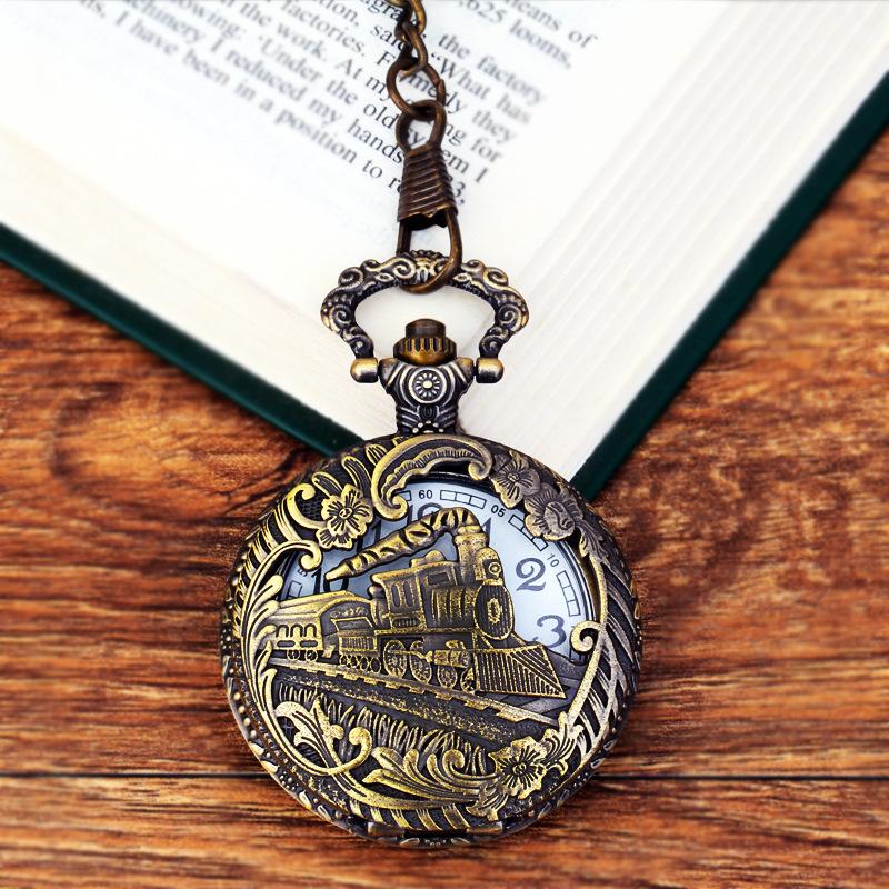 Retro Hot Sale Quartz Hollow Flip Watch Clock Pendant Vintage Train and Truck Chain Necklace Silver Gold Bronze Pocket Watches