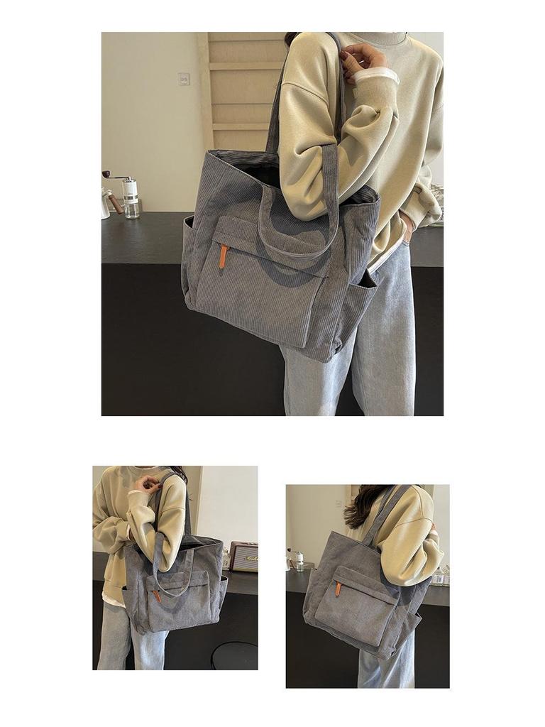 Corduroy Large Capacity Women's Shoulder Tote - Versatile for College & Commute