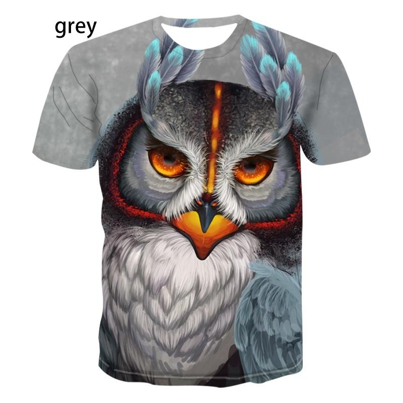 Unisex Fashion Print Owl 3D Shirt Summer Cute Bird Pattern Short Sleeve Animal Top
