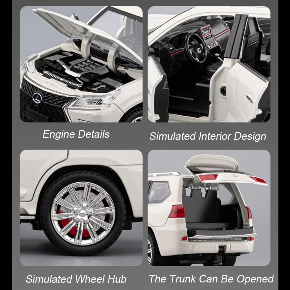 1:24 Veneno LX570 Car Model Toy Alloy Body Music Light High Simulation Telecar Models Exquisite Interior Vehicles Kids Gifts