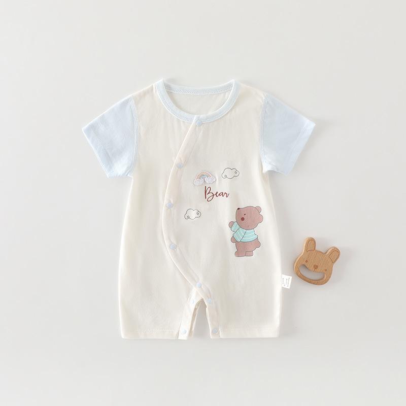 A-Class Pure Cotton Baby Romper: Summer Short Sleeve Crawling Suit for Newborn Boys & Girls