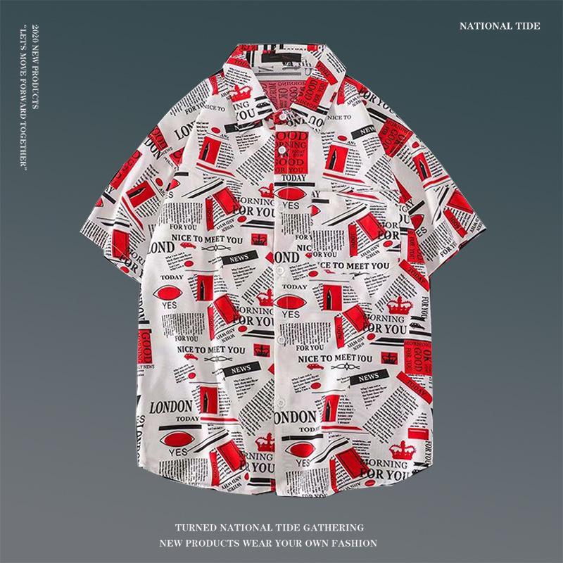 Japanese Hong Kong-Style Floral Hawaiian Shirt - Unisex Summer Short-Sleeve Retro Beachwear