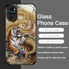 Shiny Golden Dragon and Tiger Pattern Tempered Glass Phone Case for Motorola Moto G85 G84 G75 Edge 50 Fusion 40 Neo 30 Pro Cover