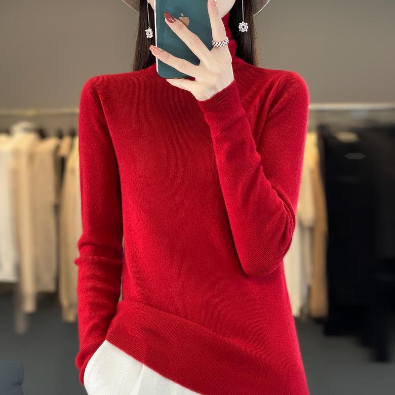 Women's High-Neck Sweater: 2025 New Style Soft Slim Fit with Pile Collar