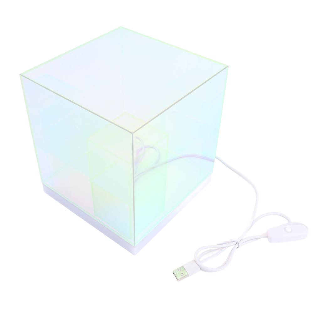 3D Cube LED Table Lamp RGB Colorful Clear Modern USB Square Table Night Light for Bedroom Living