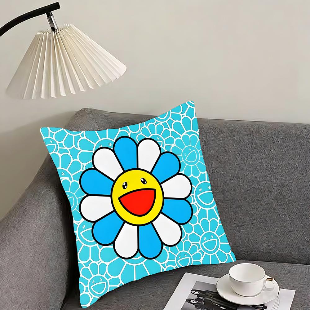 

TTakashis MurakamisS Logo Cushion Cover Pillowcase Ultra Soft Skin Friendly Fabric Cloud Like Comfort Concealed Zipper 30x30cm