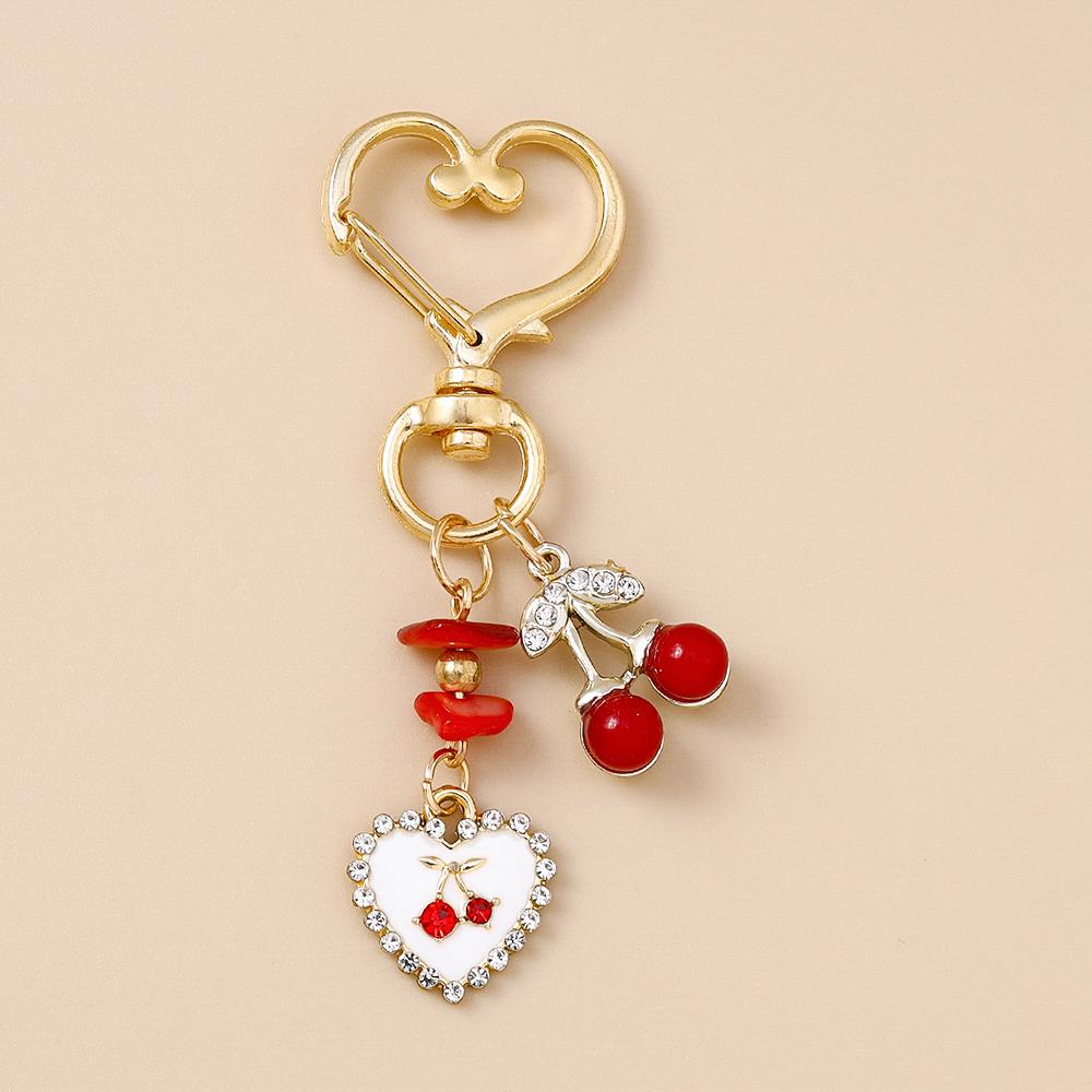Fashion Pearl Bowknot Keychain Women Girls Love Heart Key Ring Pendants for Handbag Decor DIY Handmade Jewelry Gifts