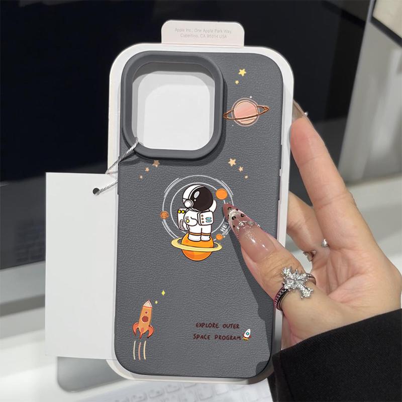 Rocket Astronaut Case For iPhone 16 Pro Max 15 14 13 12 11 Shockproof Slim Soft Silicone Case Cover