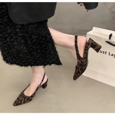 Mode Elegant Sommer Dicke Ferse Damen Sandalen Mode Leopardenmuster Schuhe Design Stil Partykleid Sandalias Schuhe