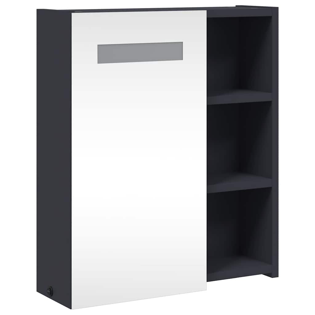 LED Lighted Mirror Cabinet Gray 45 x 13 x 52 cm
