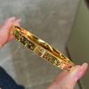 Gold Plated Fu Character Crushed Ice Bangle - Women's Imitation Gold Luxury Bracelet
