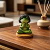 Meditasyon Kurbağa Heykelciği, Bob Saçlı Reçine Kurbağa Heykeli, Yoga Odası, Ev, Ofis için Oturan Hayvan Heykeli Dekorasyonu