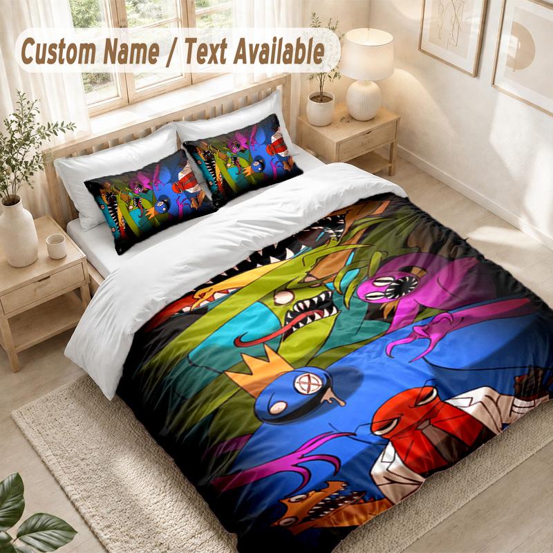 Set Biancheria da Letto Rainbow Friends, 1 Copripiumino & 2 Federe Morbido Confortevole Camera da Letto Tessile per la Casa Decorazione