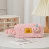 Quilted Pencil Pouch Plush Pencil Case Fluffy Pen Bag Gadget Pouch Box Makeup Cosmetic Bag