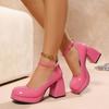 Scarpe da Donna Retro Francesi 2026 Nuove Scarpe Singole con Punta Tonda e Tacco Spesso Piattaforma Piccola Impermeabile Tacco Alto Scarpe Piccole in Pelle