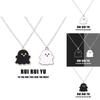 Black And White Ghost Necklace Halloween Gift Alloy Pendant Cartoon Style Regular Chain