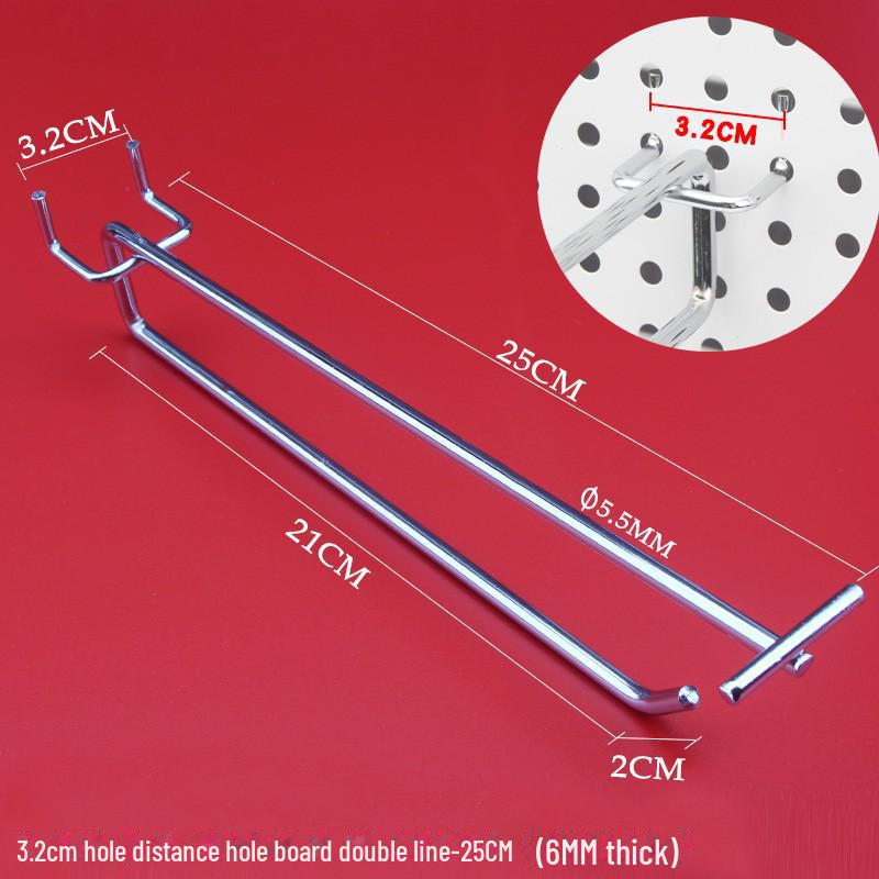 Double Line Hook for Supermarket Shelf with Round Hole Board and Price Tag Holder