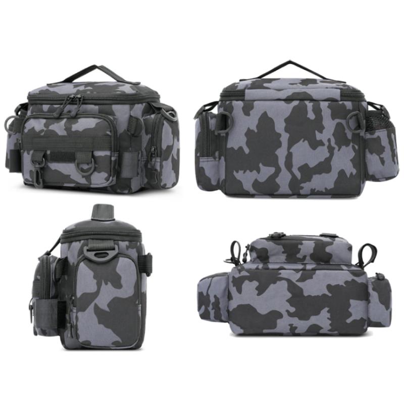 Fishing Tackle Backpack Storage Waist Bag Men Outdoor Shoulder Fishing Lure Gear Bags with Rod Pole Holder Camping Hiking Pack