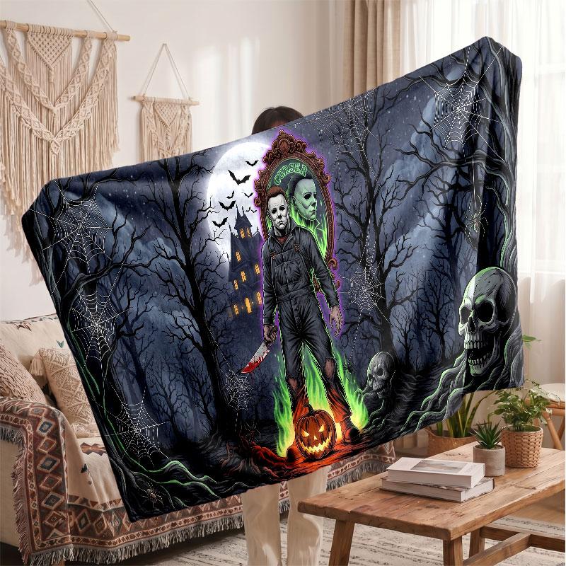 Warm Flannel BlanketHalloween Michael Myers Soft Cozy Throw Blanket for Bedroom Couch