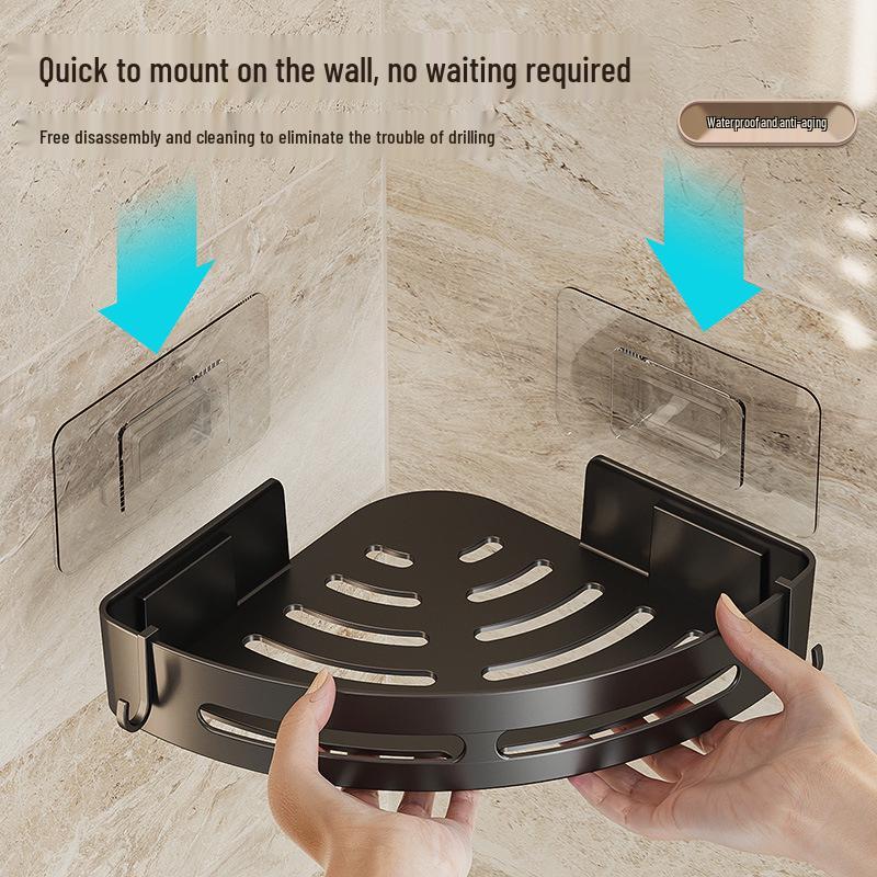 Punch-Free Wall-Mounted Bathroom Corner Shelf: Multi-functional Triangle Storage Rack