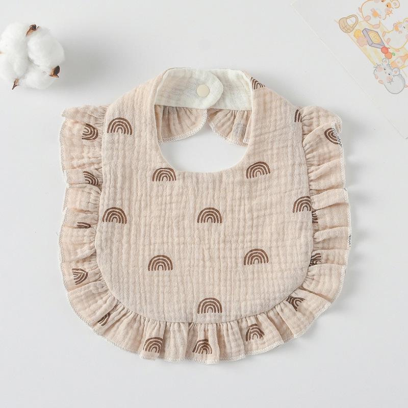 Ruffle Baby Drool Bibs: Pure Cotton Printed Lace Bibs