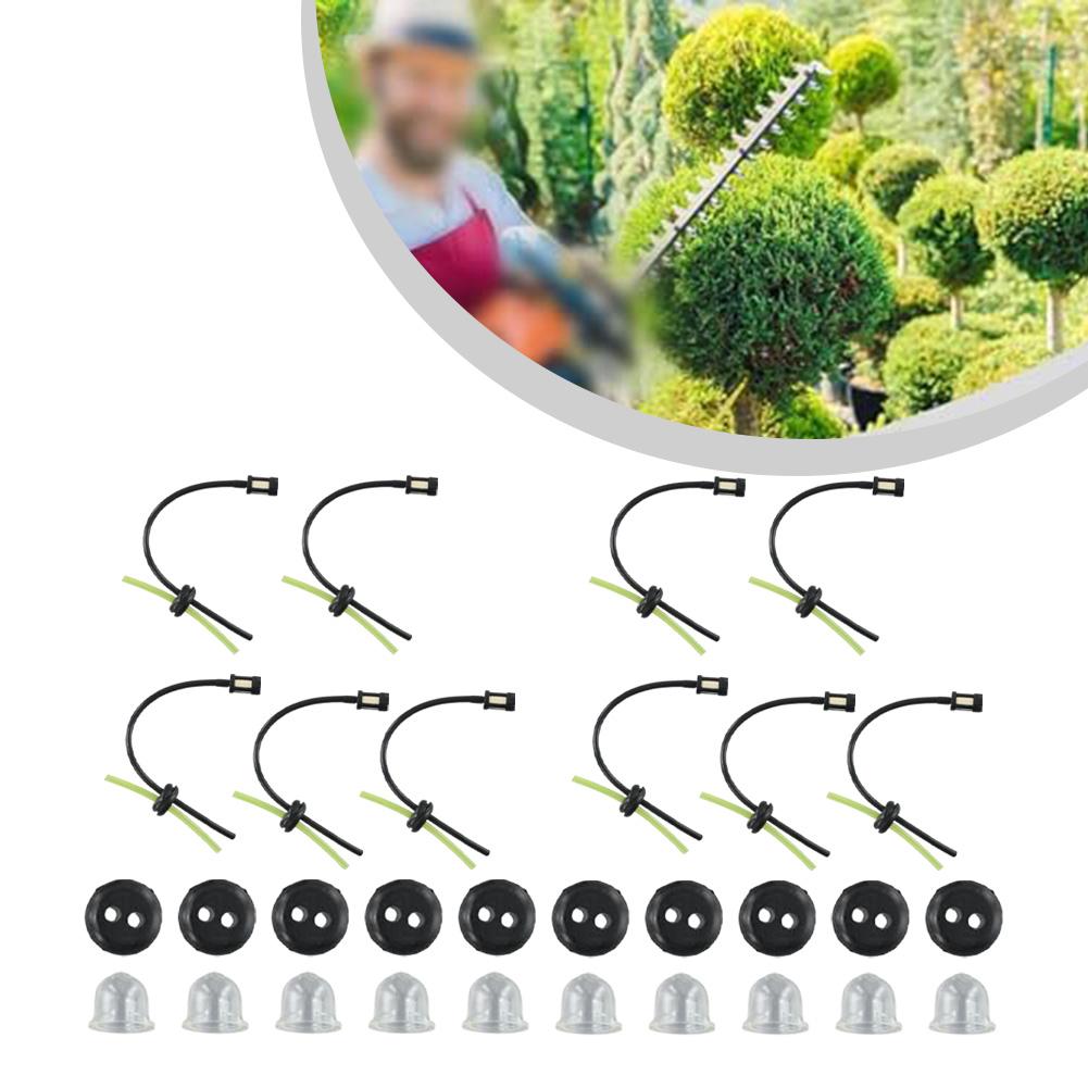 5/10 Set Fuel Filter Fuel Hose Seal With Priming Bulbs For Brushcutter Hedge Trimmer Garden Lawn Mower Accessories