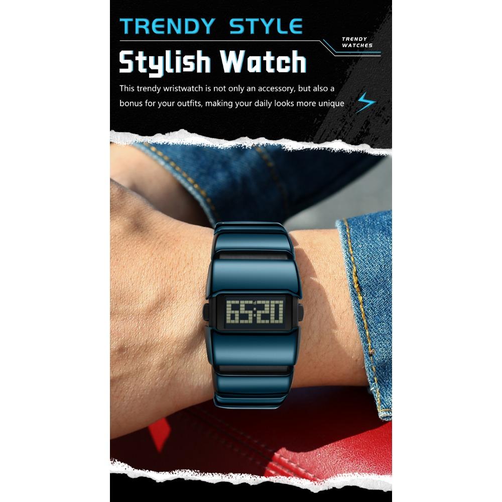 POEDAGAR Top Original LED Men Watch Waterproof Week Calendar Alarm Man Wristwatch Sport Stainless Steel Electronic Men's Watches