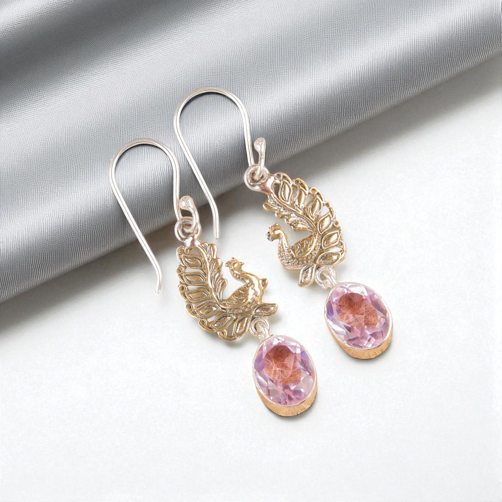

Morganite Gemstone 925 Sterling Silver Jewelry Handmade Drop/Dangle Earrings1.8 EE-88-10