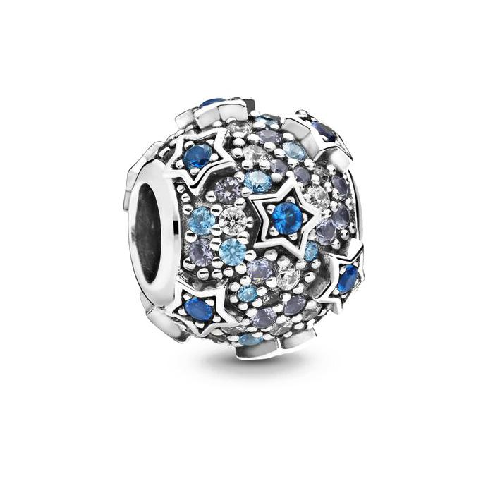 New 925 Silver Space Deep Blue Star Moon Charm Beads for DIY Bracelets Jewelry Making Boutique Accessories