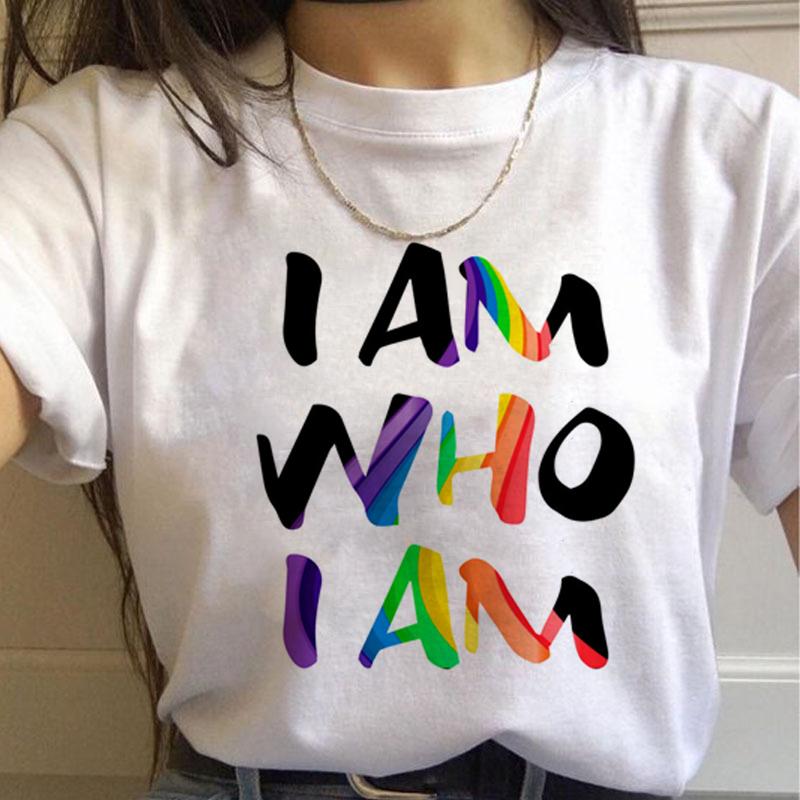 Lgbt Rainbow Harajuku T Shirt Wounisex Gay Pride Ullzang 90s Tshirt Lesbian Graphic Funny Print Tshirt New Fashion Top Tees Female
