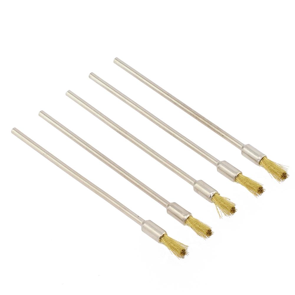 5pcs 3mm Shank 100mm Brass Stainless Steel Wire Brushes Cleaning Polishing Brush