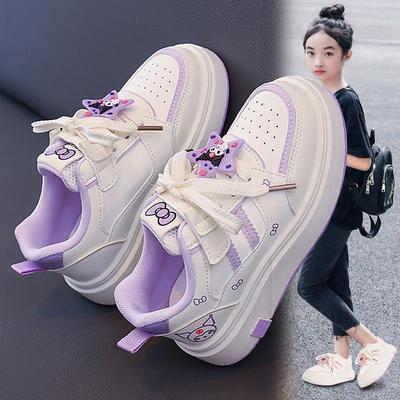 2026 Spring Girls' Skate Shoes - Cute Korean Style, Fashionable Cartoon White Sneakers, Breathable, Lightweight, Casual.
