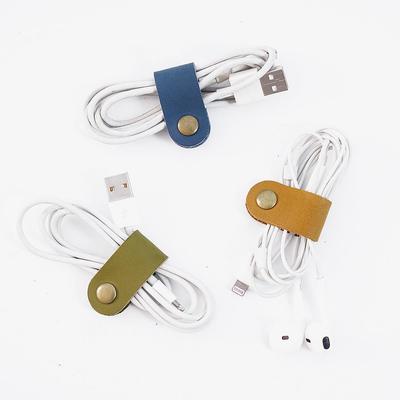 Klip na navíjení kabelu sluchátek z pravé kůže - Úložná přezka z hovězí kůže