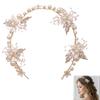 Bridal Rhinestone Leaf Headband Pearl Hairpiece Wedding Accessory