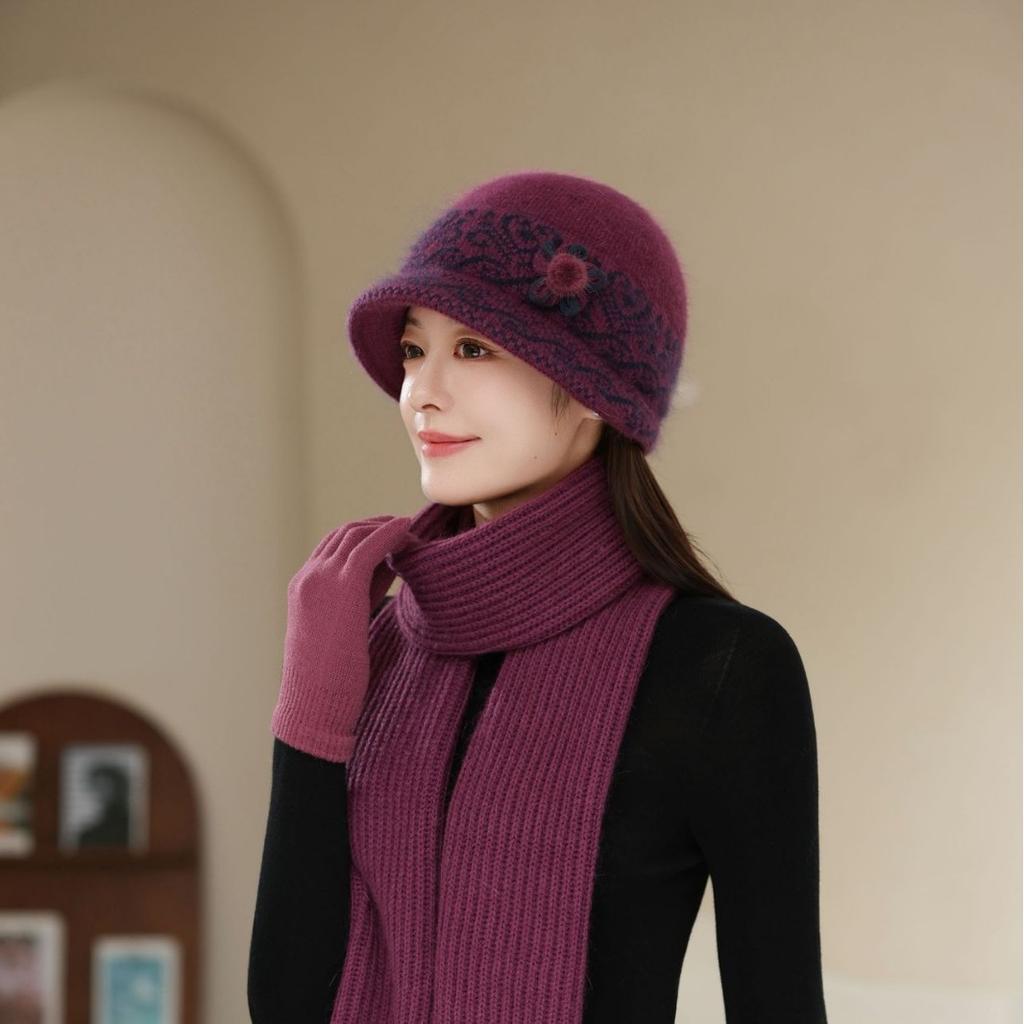 In The Elderly Hat Women'S Winter Velvet Warm Wool Hat Cold Ear Protection Old Lady Foreign Style Mother Hat