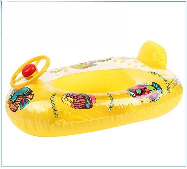 Baby Water Toys Swim Ring with Cartoon Animals Outdoor Pool Inflatable Seat Float Boat Water Play Games Accessories for Kids