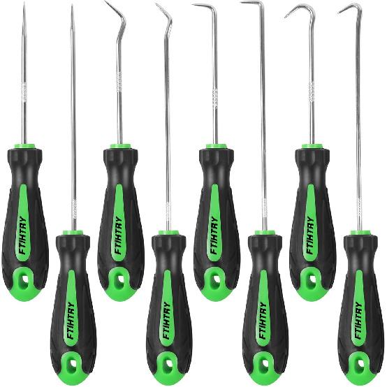 8PCS Pick And Hook Set, Precision Automotive Hook Set, Car Auto Oil Seal/O-Ring Seal Gasket Mini Precision Hooks Puller Remover (Green)